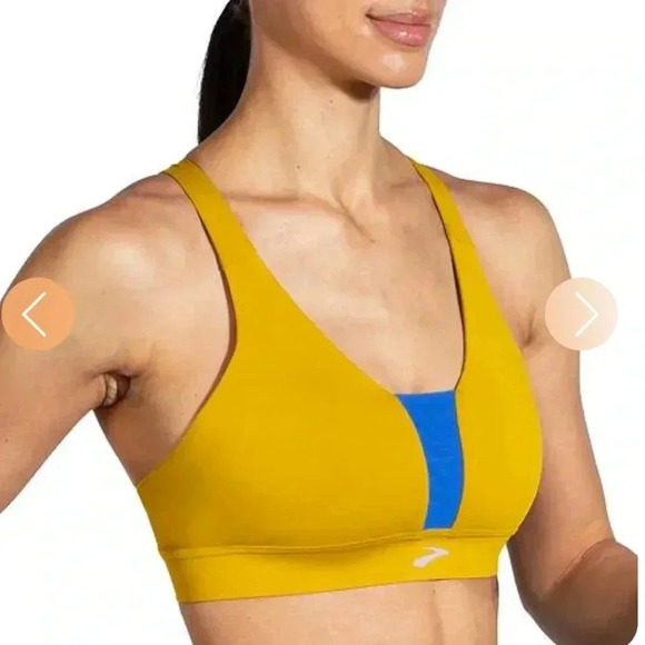 Brooks Other - BROOKS Drive Plunge Running Sports Bra Women’s XXL Yellow Blue High Impact
